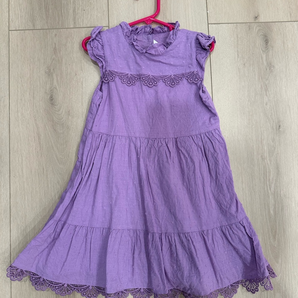 Janie and Jack Lavender Ruffled Lace-Trim Dress